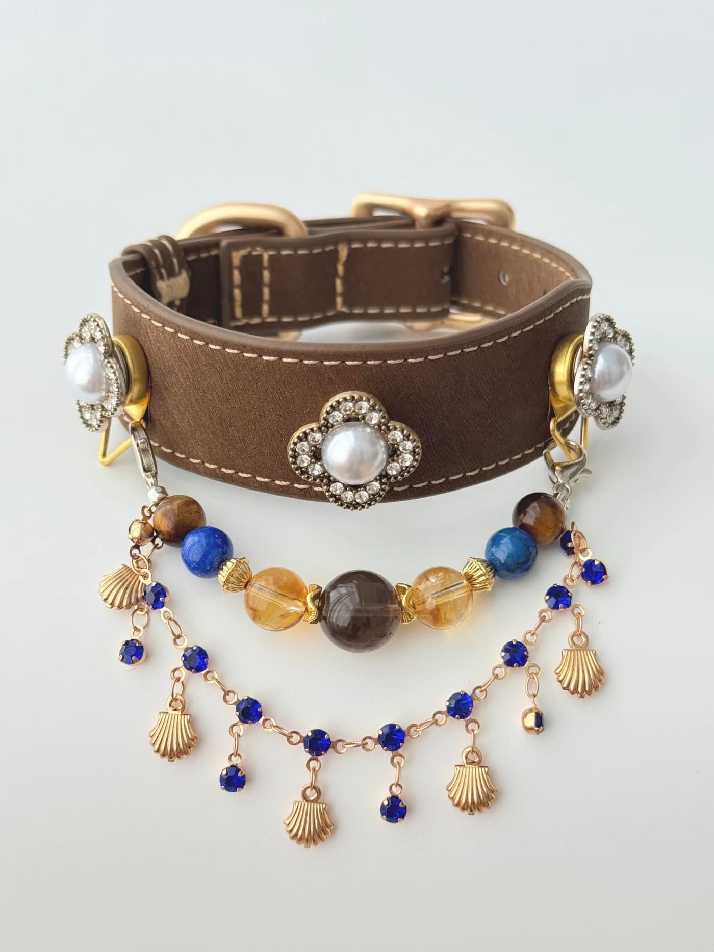 Goldquarz-Doppelstrang-Halsband