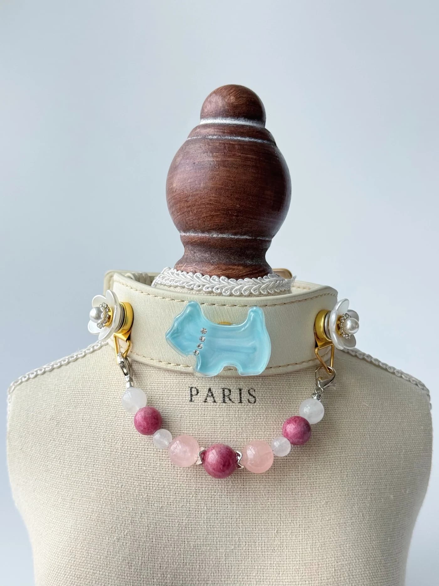 Rosenquarz-Garten-Halsband
