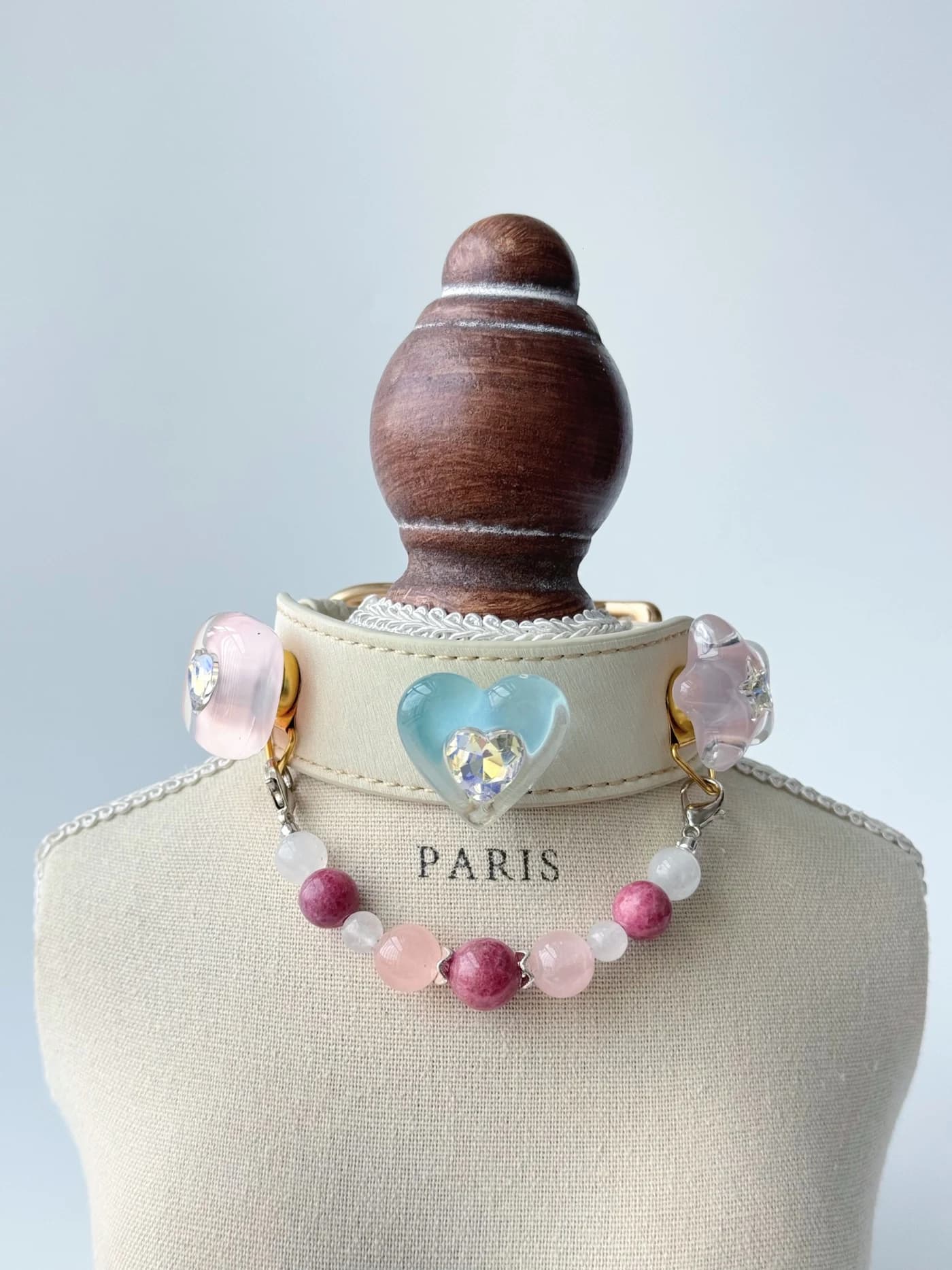 Rosenquarz-Garten-Halsband