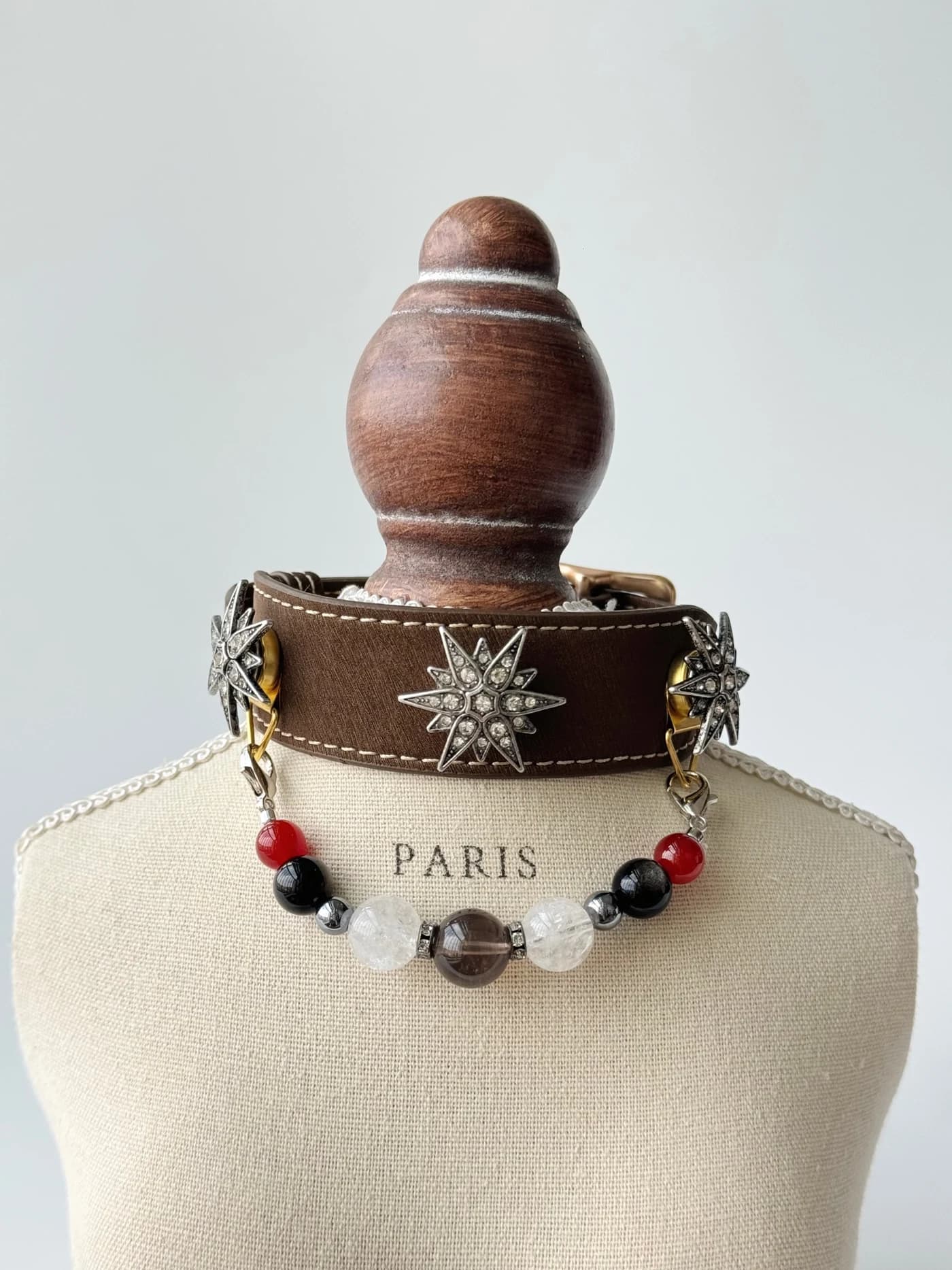 Rauchquarz-und-Roter-Achat-Halsband