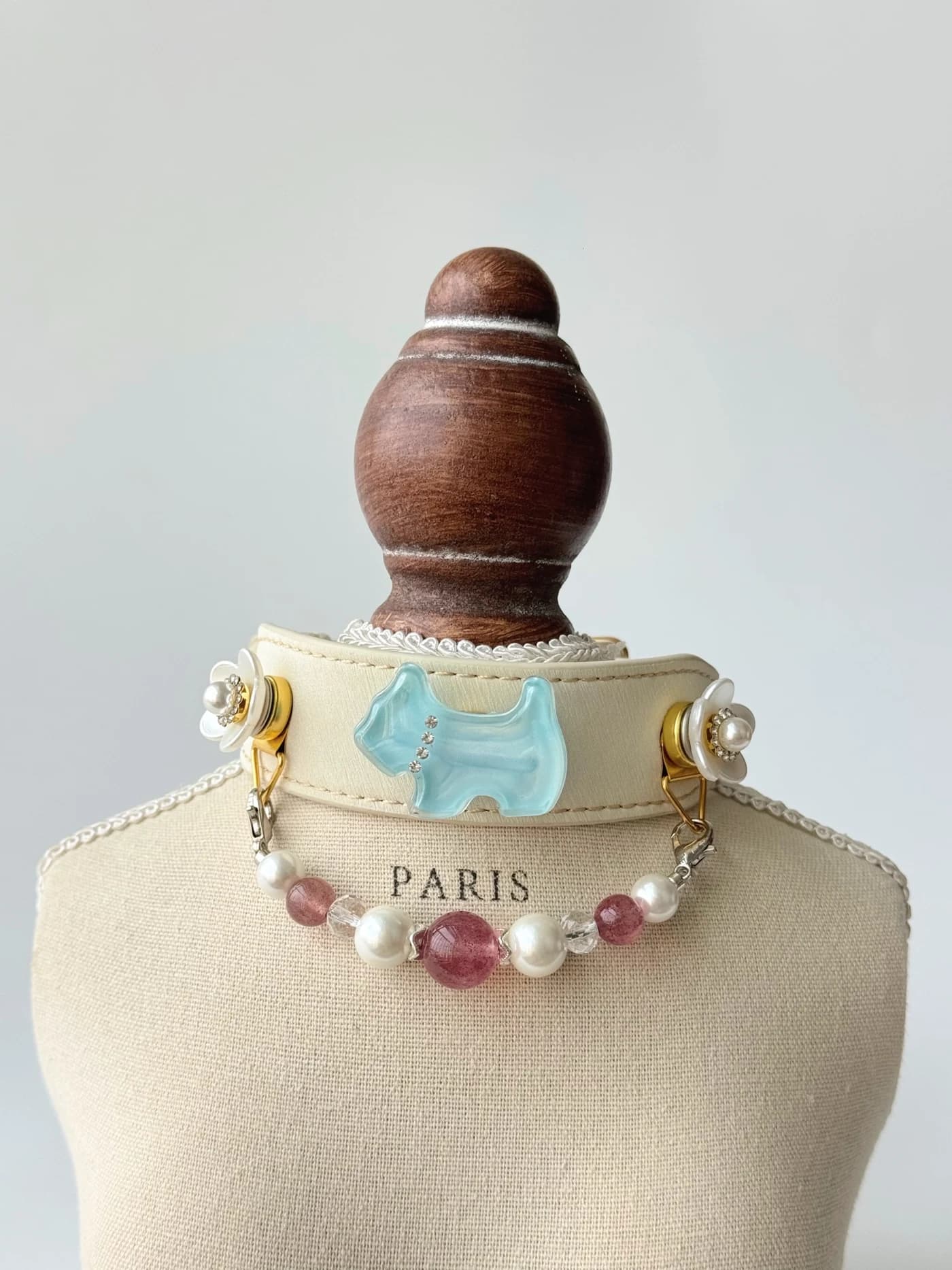 Erdbeerquarz-und-Perlen-Halsband