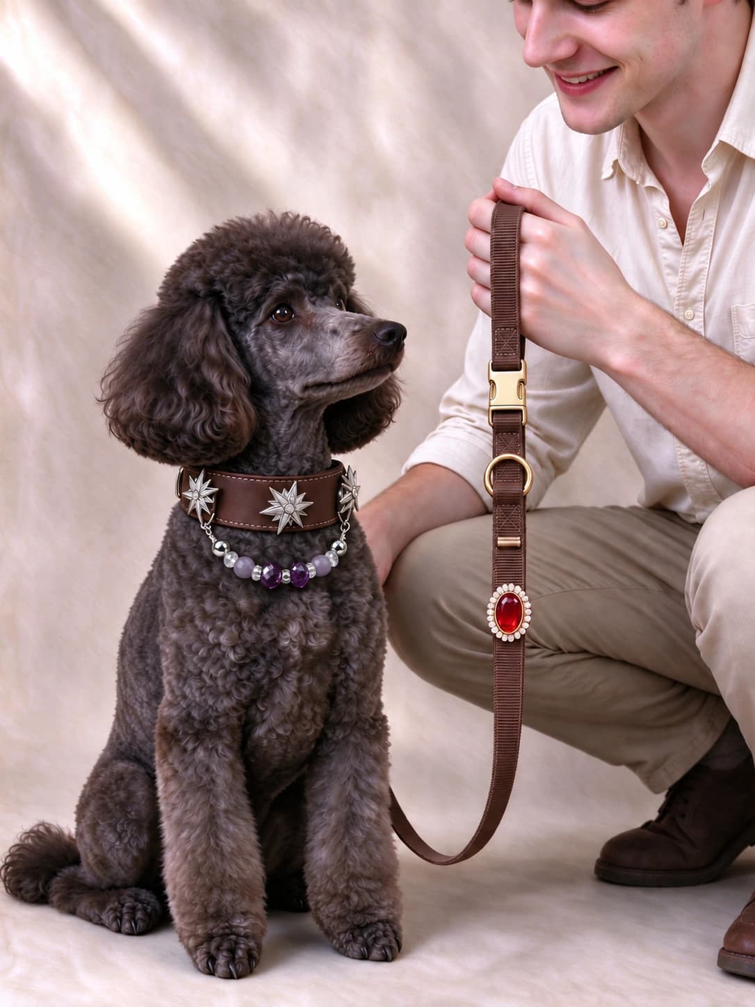 Violetter-Achat-Halsband an einem Haustier