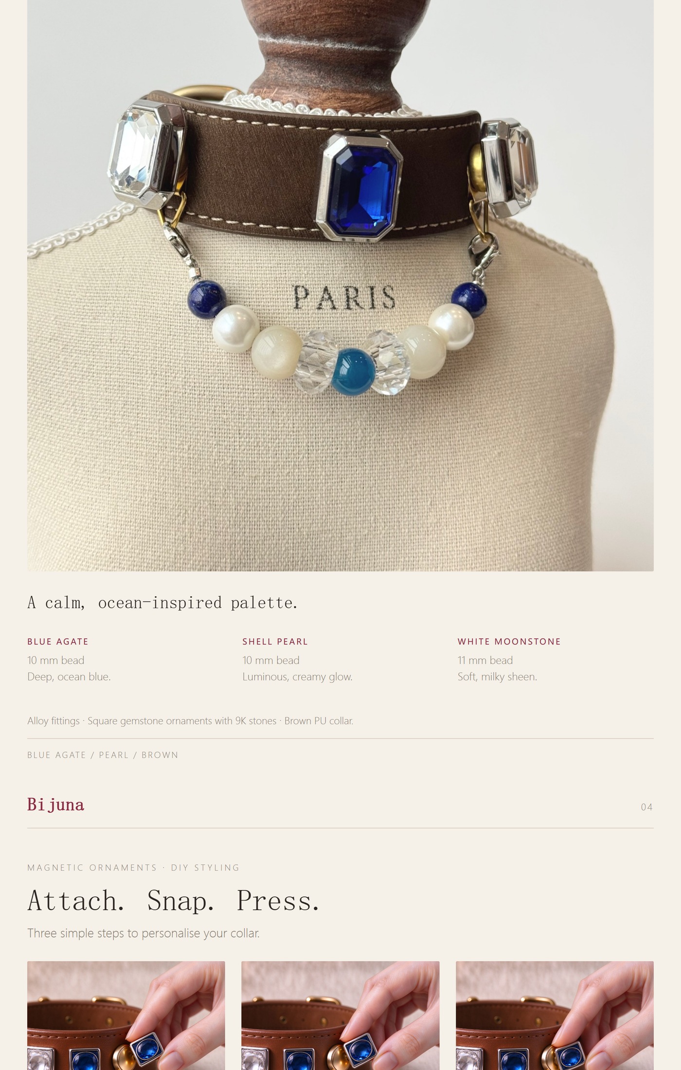 Blue Agate Pearl Collar detail guide 3