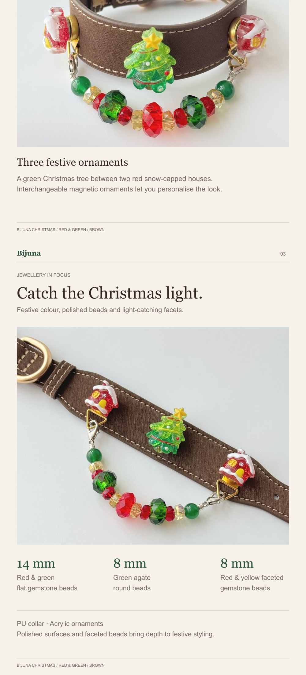 Detailübersicht für Scharlach-Weihnachtsbaum-Halsband, 2