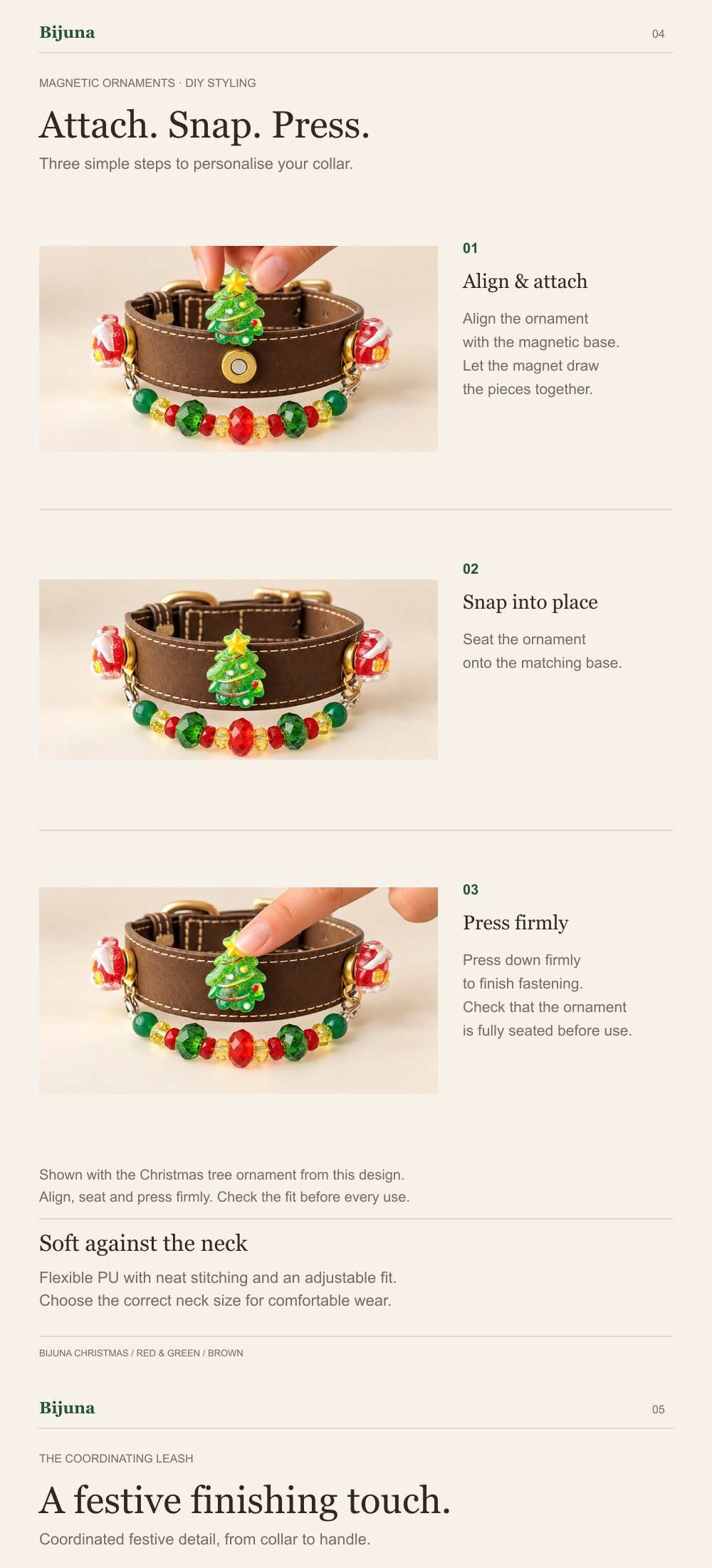 Detailübersicht für Scharlach-Weihnachtsbaum-Halsband, 3