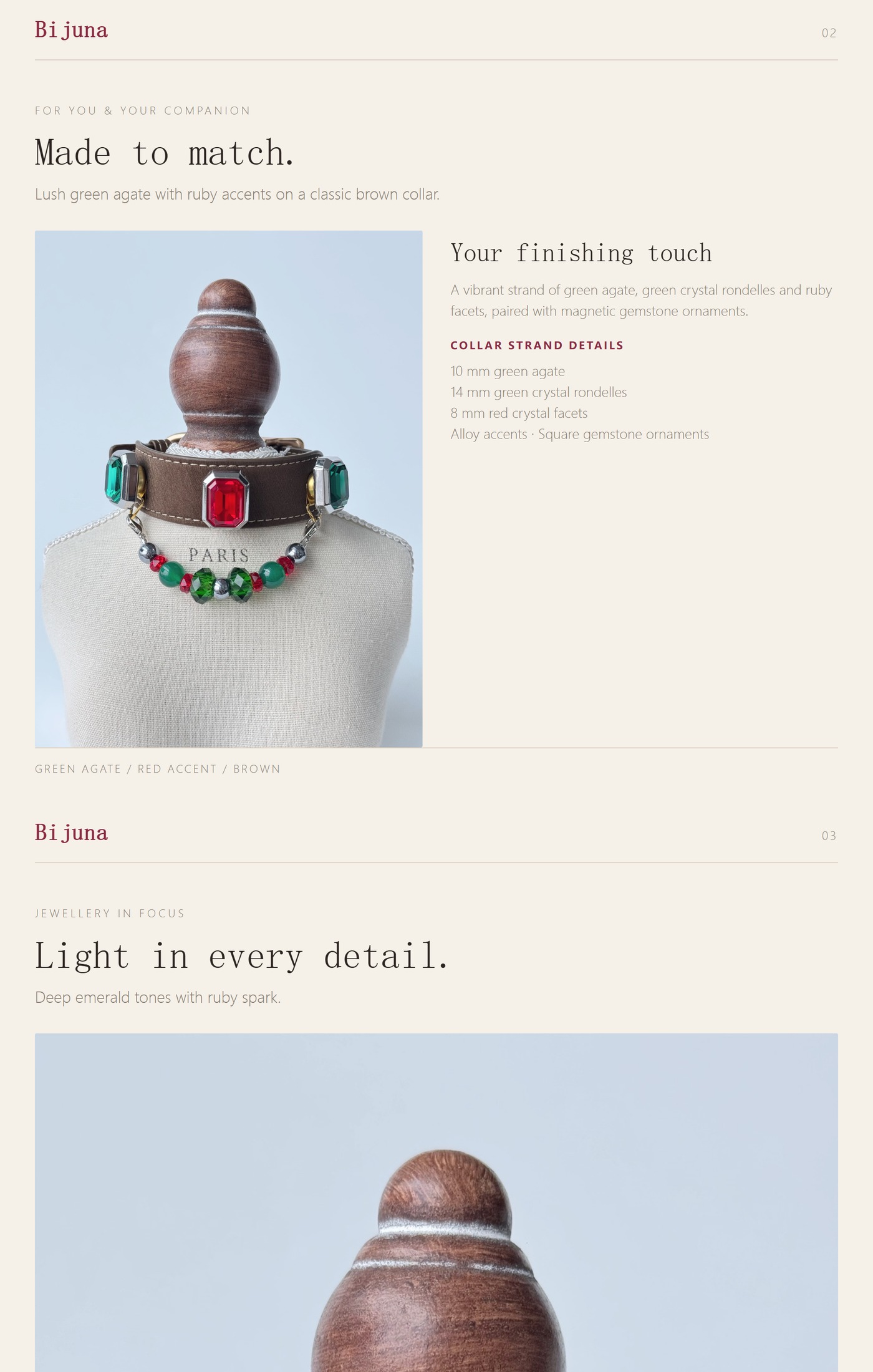 Emerald Agate Collar detail guide 2