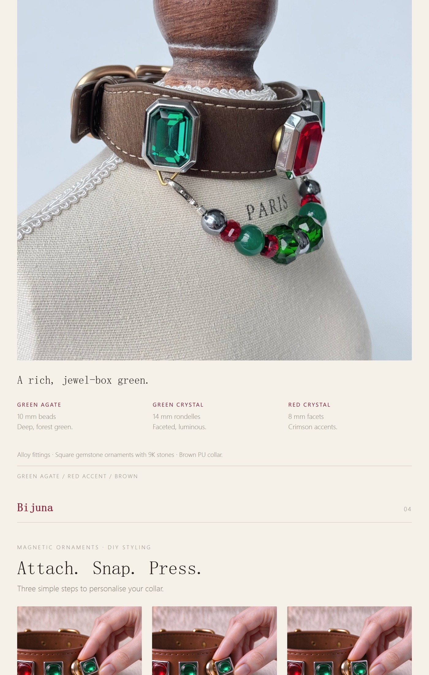 Emerald Agate Collar detail guide 3