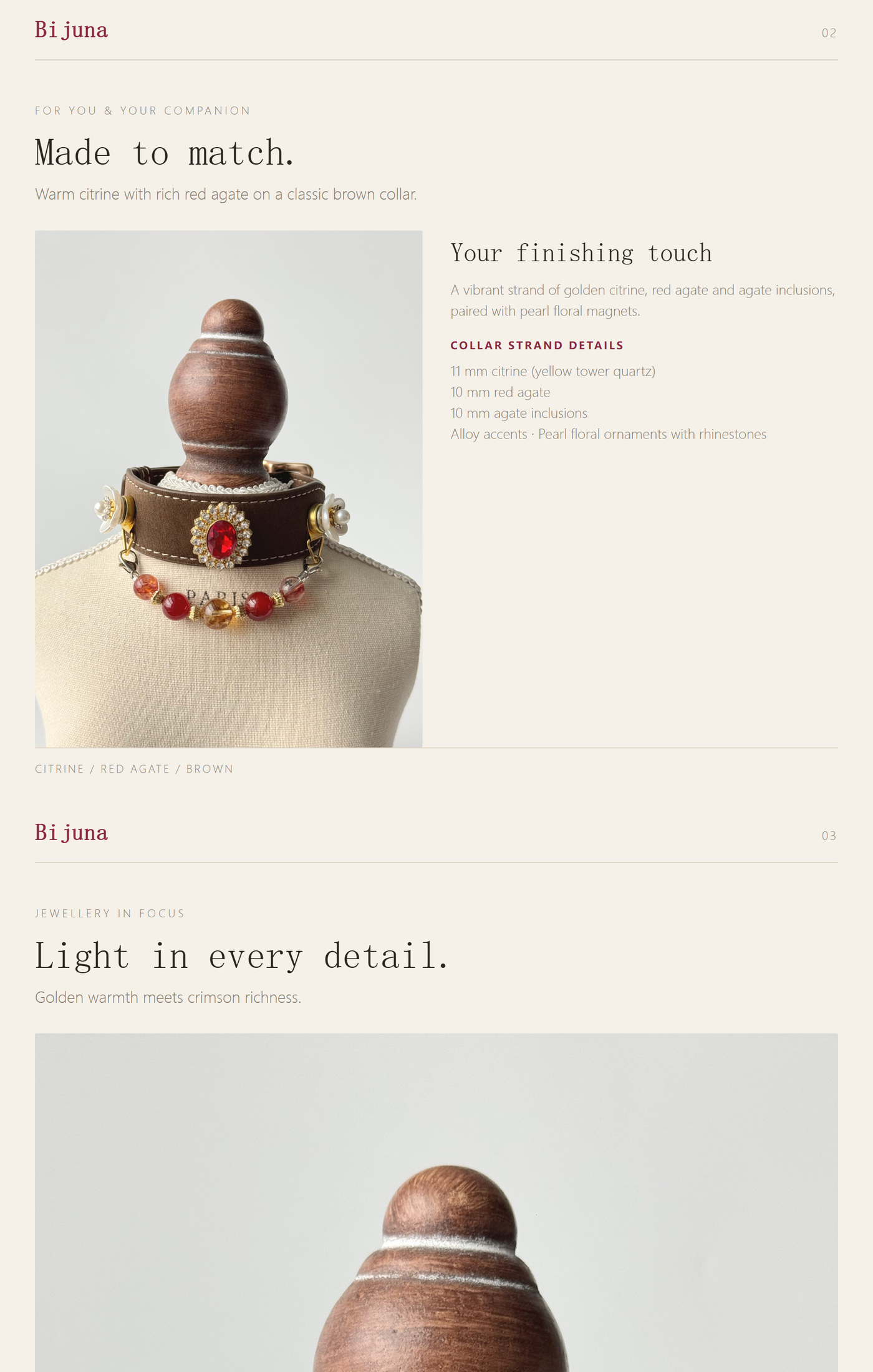 Detailübersicht für Goldkristall-und-Roter-Achat-Halsband, 2