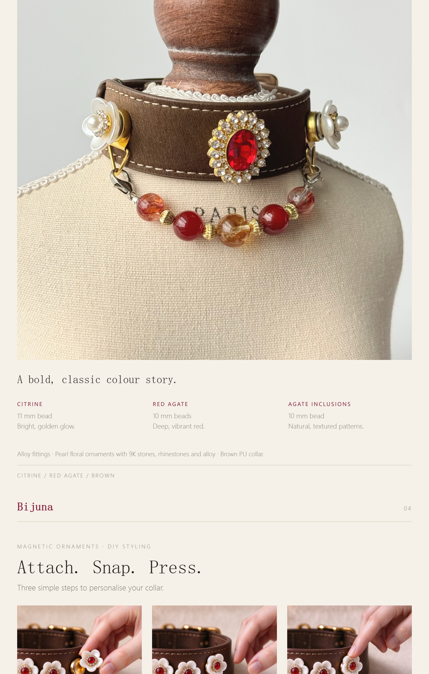 Detailübersicht für Goldkristall-und-Roter-Achat-Halsband, 3