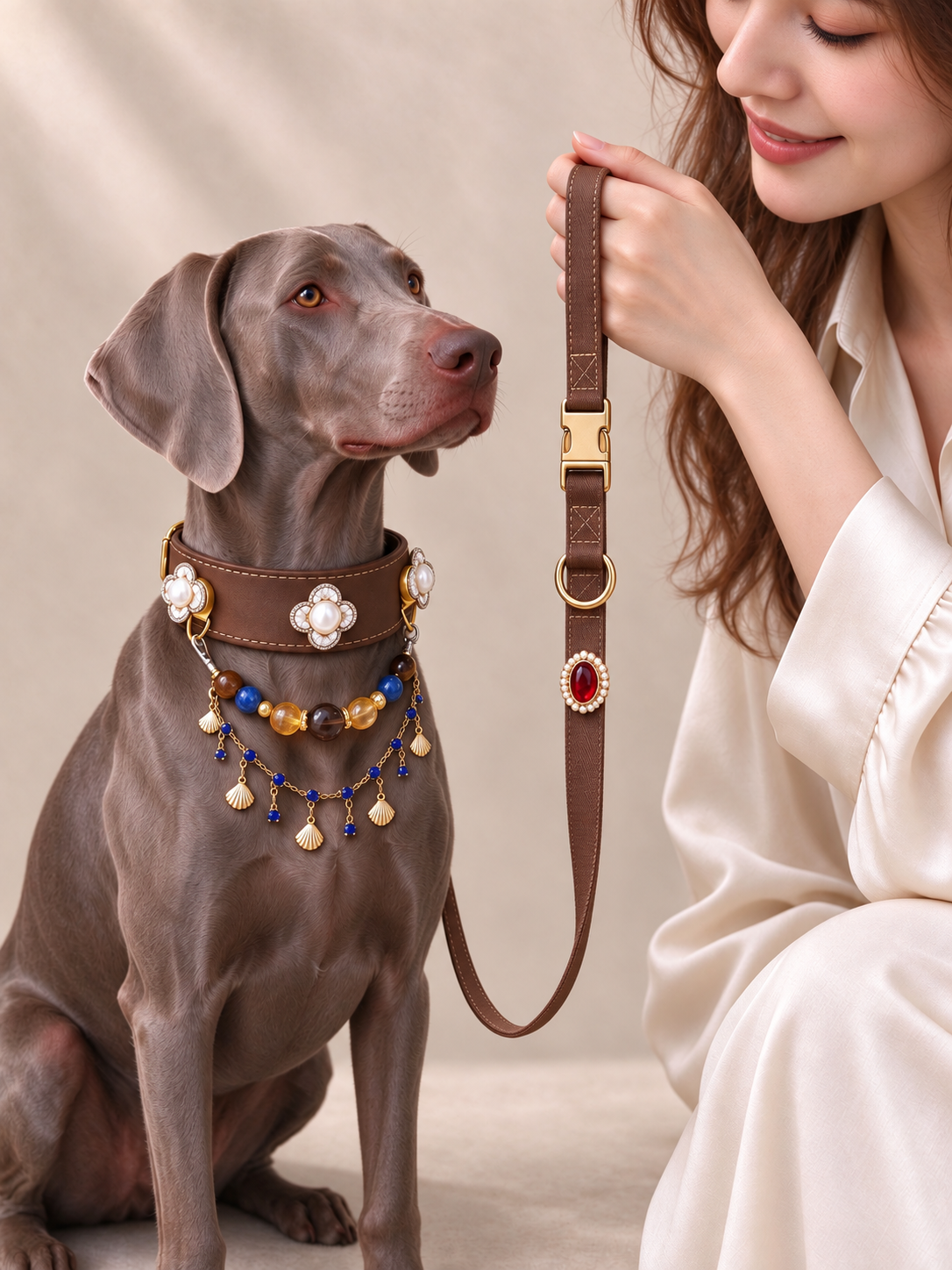 Goldquarz-Doppelstrang-Halsband