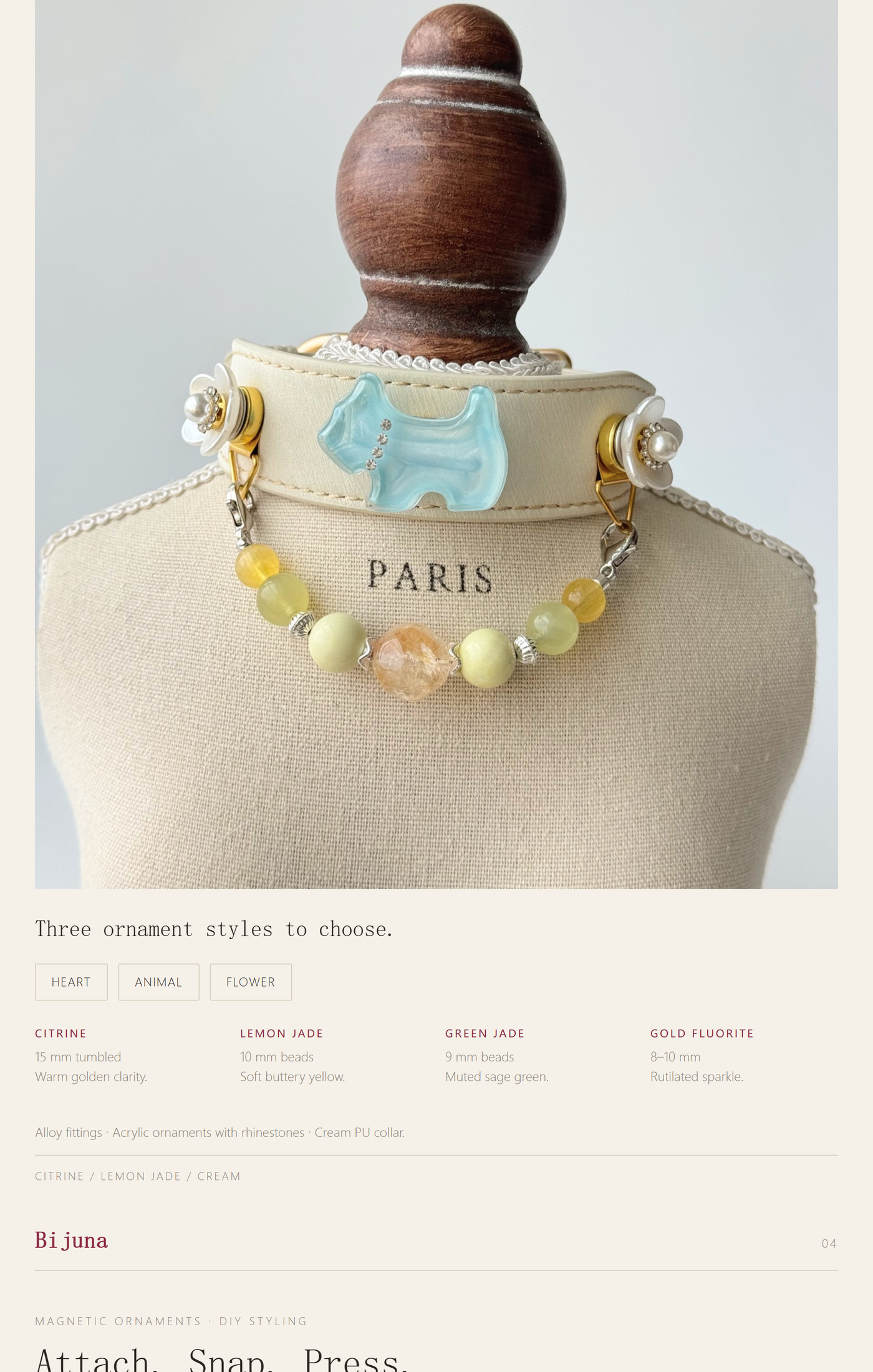 Lemon Jade Blossom Collar detail guide 3