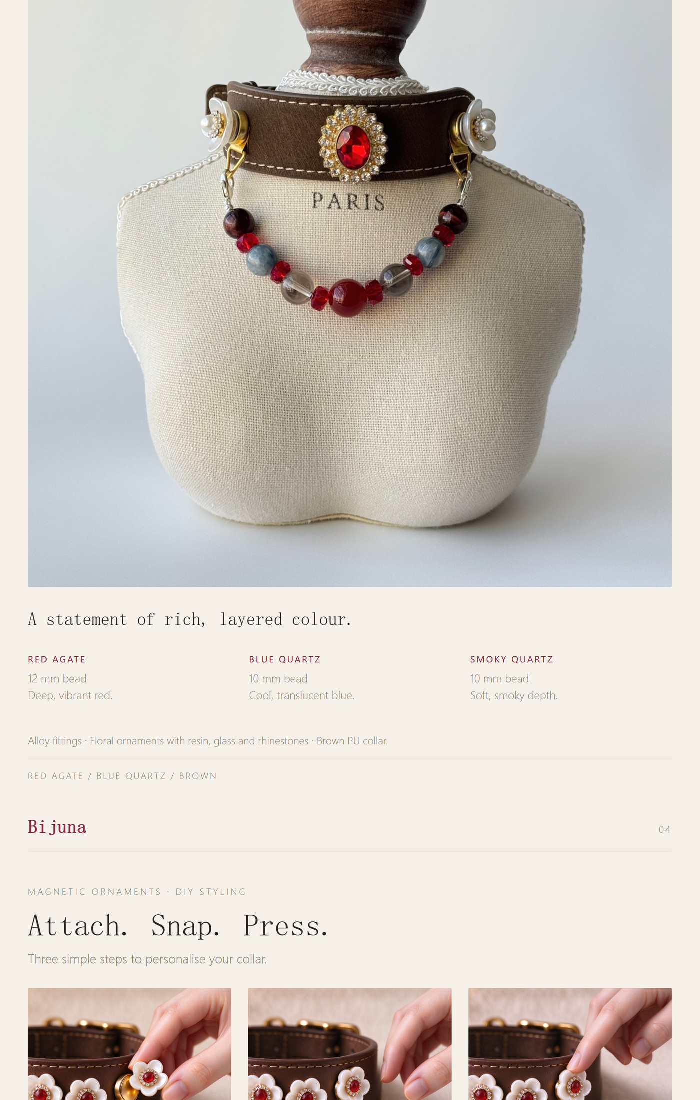 Red Agate & Blue Stone Collar detail guide 3