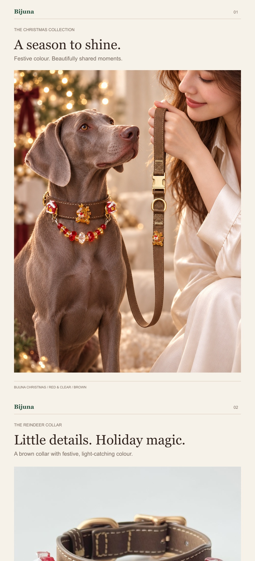 Detailübersicht für Rentier-Scharlach-Halsband · Braun, 1