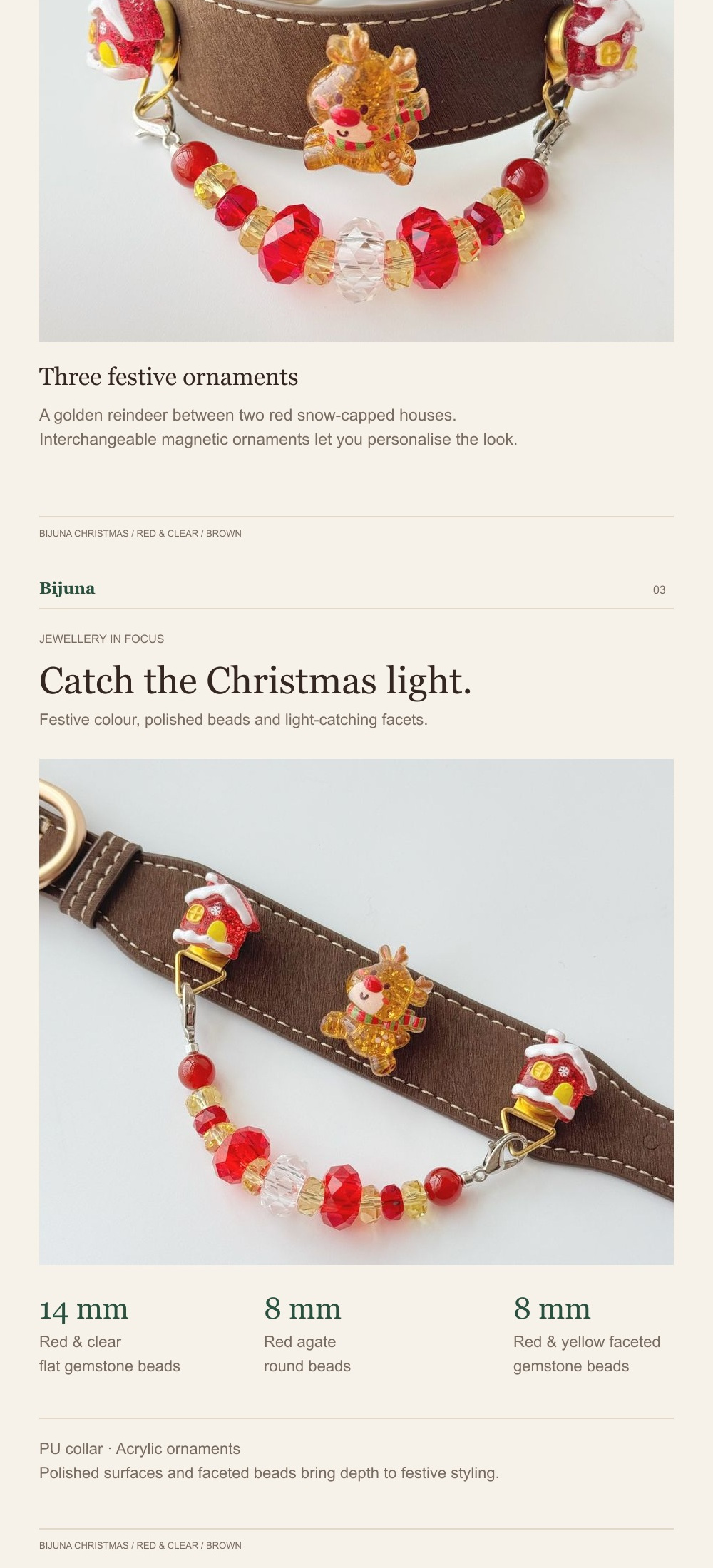 Detailübersicht für Rentier-Scharlach-Halsband · Braun, 2