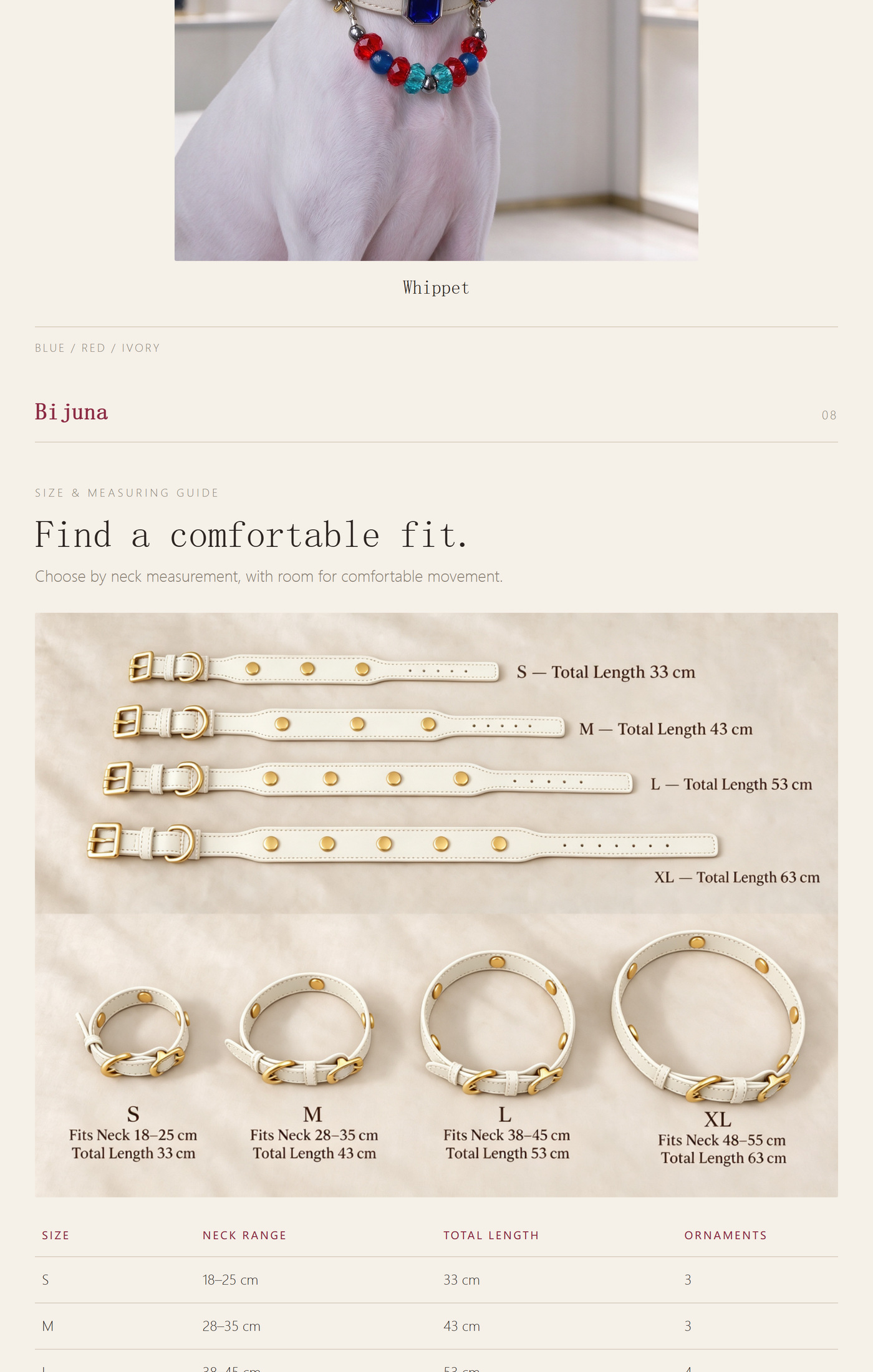 Detailübersicht für Saphir-Scharlach-Halsband · Elfenbein, 6